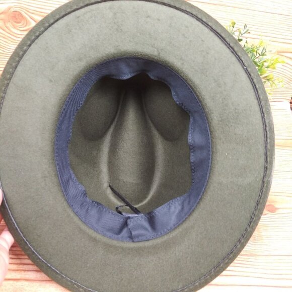 Minimalist fedora hat one-size plain army green casual unisex - Picture 11 of 11